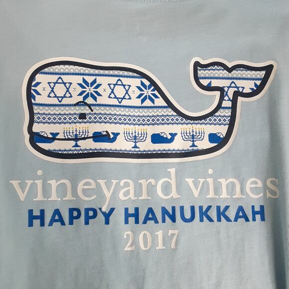 Vineyard Vines Whale Tee Set 2pc Solid Blue & Happy Hanukkah Long Sleeve 3T/4T - Picture 10 of 16